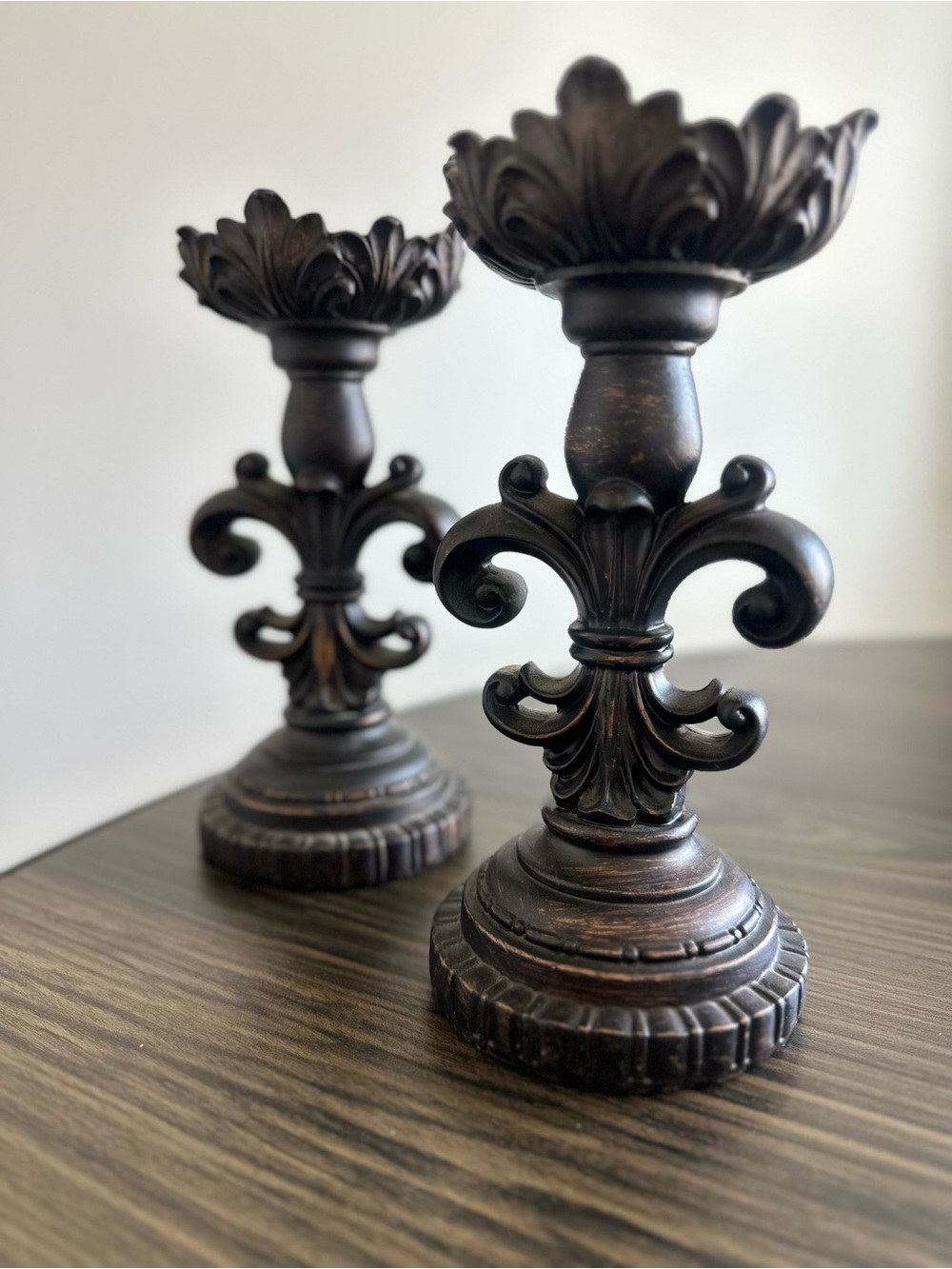 Hobby Lobby Bronze Fleur-de-Lis Candle Holders - Pair